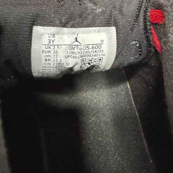 Nike Air Jordan 6 Retro "Toro Bravo" Red/Black Suede High Top Sneakers Kids 3Y - Picture 7 of 8